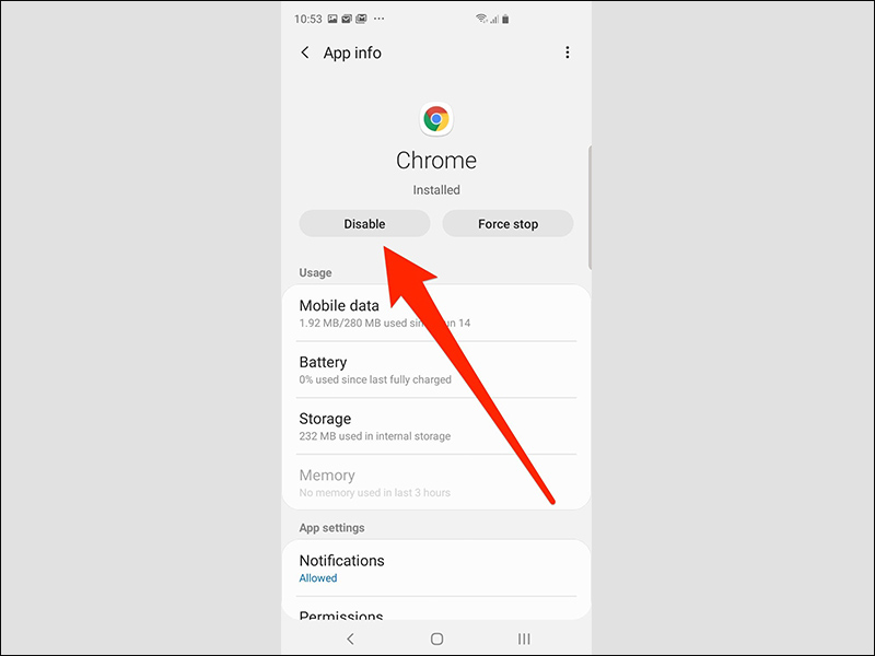 Ứng dụng bị Disable
